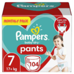 Pampers baby dry pants πανα βρακακι Monthly pack no7 17+kg 104 τμχ - 0