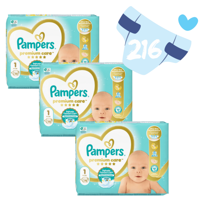 Πάνες Pampers Premium Care Super Jumbo Pack Νο1 (2-5kg) 216τεμ