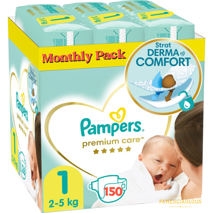 p-9b13edc099 Pampers Πανες Premium Care Monthly Pack no1 (2-5kg) 3πακ x 50τμχ=150 τεμαχια