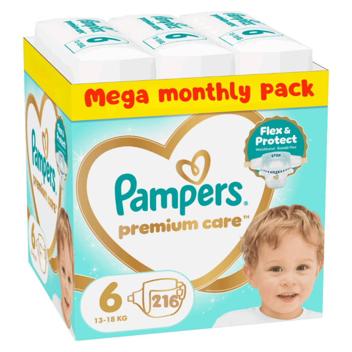 Pampers Premium Care Mega Monthly Pack no6 13+kg 216 τμχ