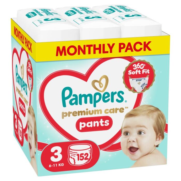 Pampers Πανες Premium Care Pants Monthly Pack (152τεμ) Νo3 (6-11kg)