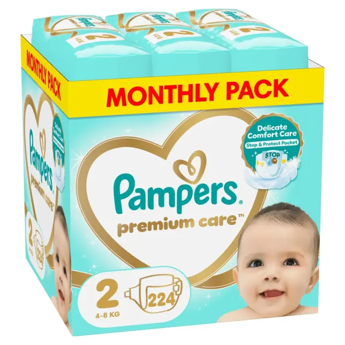 Πάνες Pampers Premium Care Monthly Pack Νο2 (4-8kg) 224τεμ – Συνδρομητικό πακέτο