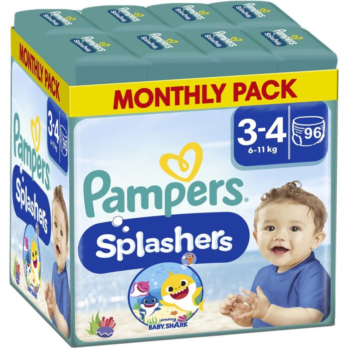p-e8e1736eb5 Pampers Splashers Βρακάκια Πισίνας Pants Monthly Pack No3-4 (6-11kg) 96 Τεμάχια (8×12 Τεμάχια)