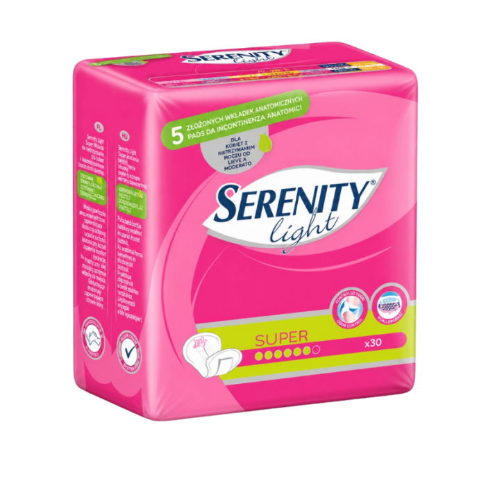 μηνιαια-Συσκευασια-3 Serenity Light Super Σερβιέτες Ελαφράς Ακράτειας, 30τεμ