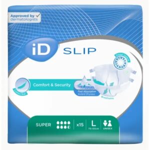 Κιβώτιο 6× Πάνες ακράτειας ID Slip Large Super 15 τεμαχίων (90 τεμ.)