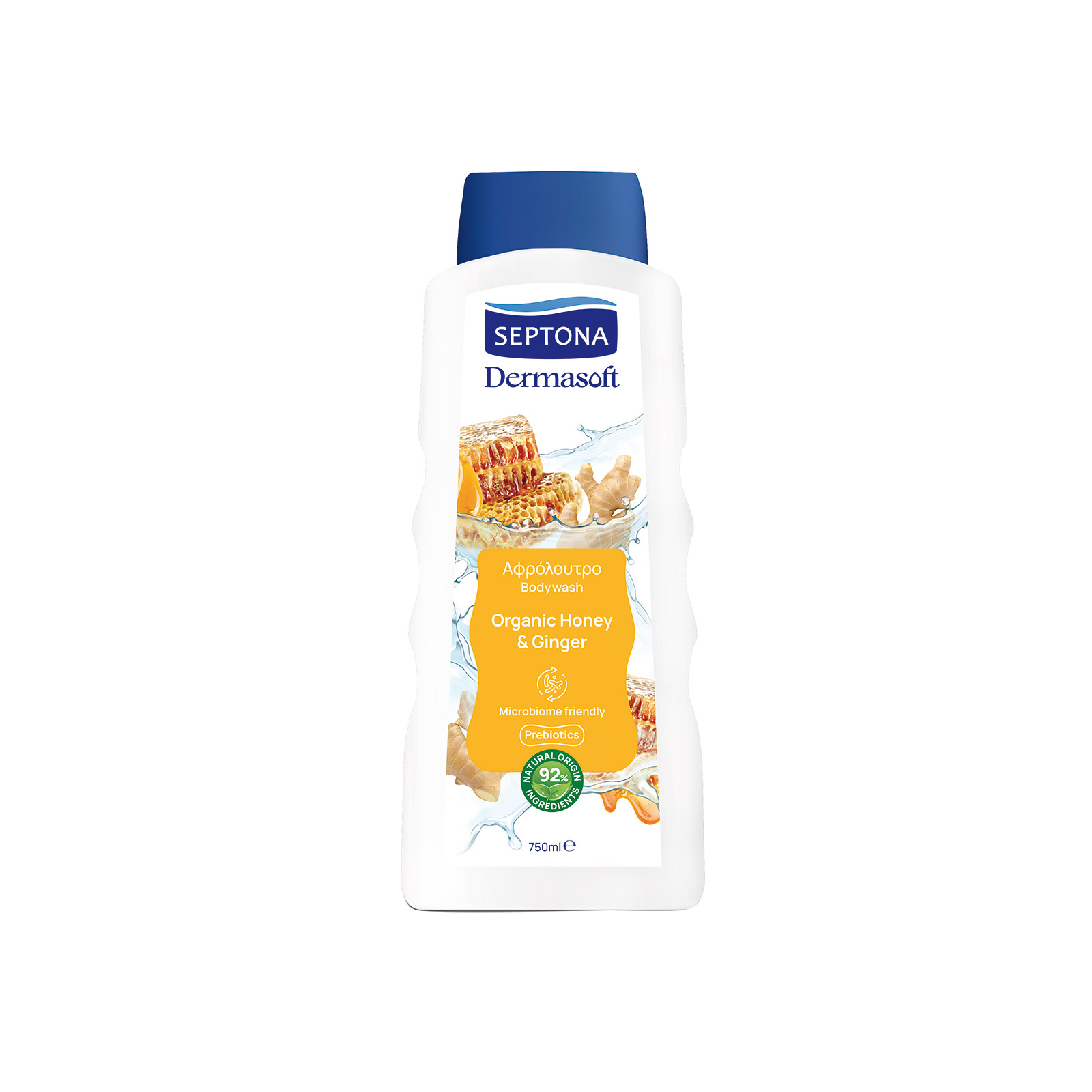 Septona Dermasoft Organic Honey & Ginger Αφρόλουτρο με Οργανικό Μέλι & Τζίντζερ, 750ml